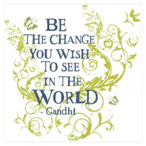 ... Posters > Gandhi Vine - Be the change - Blue & Green Mini Po Poster