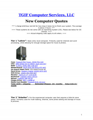 TGIF Computer Services, LLC New Computer Quotes by rih47632