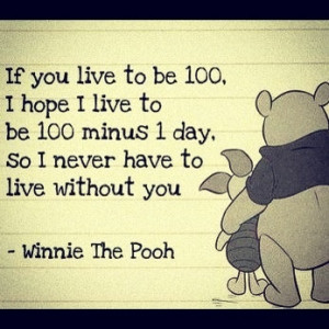 If you live to be 100, I hope I live to be 100 minus 1 day, So I never ...