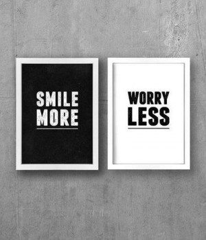 black and white, photography, quotes, smile, text, worry