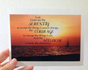 Serenity prayer photo card, 12 step recovery gift, inspirational quote ...