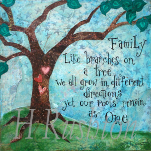 Family Tree Art,Family Wall Art Quote, Mixed Media Art Print , Home ...