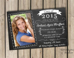 Modern Chalkboard style graduation announcement (Digital file) JPG or ...