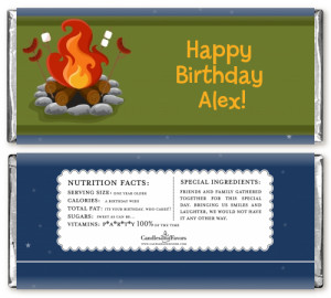 Bonfire - Personalized Birthday Party Candy Bar Wrappers