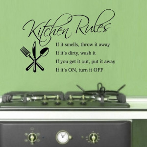 New toxic Free Kitchen Rules Wall Quote Sticker Art Decals Vinyl Decal ...