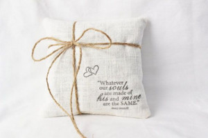 Linen Ring Bearer Pillow - Emily Bronte Quote - Romantic Heirloom ...