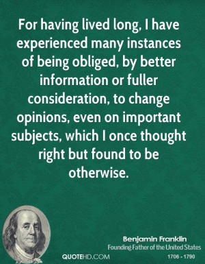 Benjamin Franklin Change Quotes
