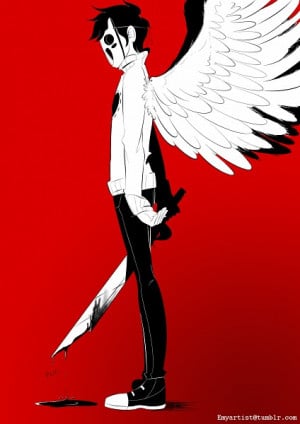 Tags: Anime, OFF (game), Zacharie, Sneakers, Red Background