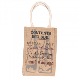 Wine Bottle Bag Burlap for Two Bottles with Funny Sayings