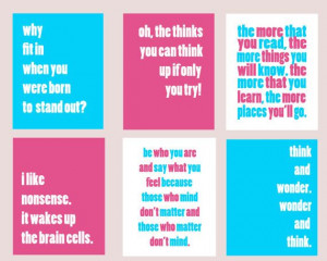 Now available in PINK! Set of Six 8x10 Dr Seuss Quote by AtticDestash ...