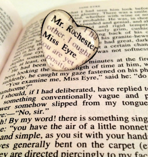 Jane Eyre and Mr Rochester Antiqued Bronze Adjustable Book Page Heart ...