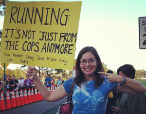 ... Signs At A Race: #25. RUNNING. It's not just from the cops anymore