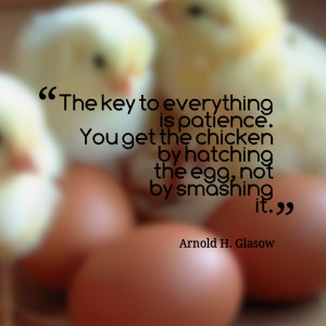 Quotes Picture: the key to everything is patience you get the chicken ...