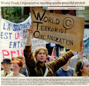 shows that the protestsagainst the WTO are gathering a lot of ...