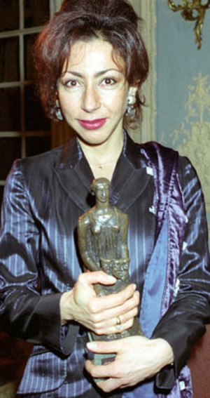 Yasmina Reza in 1996, with her Evening Standard best comedy award for ...