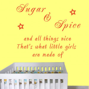 Sugar & Spice and all things nice quote on yellow wall art decal vinyl ...