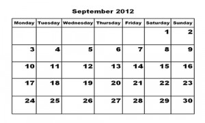 Free Printable Calendar September 2012