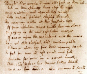 John Keats - 1820 Bright Star original manuscript– written in Keats ...