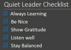 Quiet Leaders Checklist