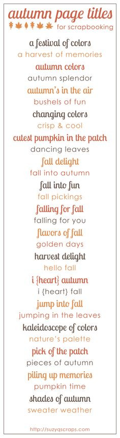 Fall Sayings For Scrapbooking Fall scrapbook page titles