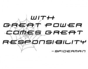 ... Great Responsibility Spiderman Superhero Quote Wall Sticker Decal