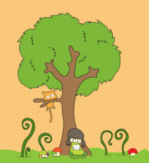 Cartoon Cat Stuck In A Tree