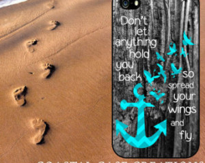 Wood Turquoise Chevron Quote Apple iPhone 4 and 5 Protective Hard ...