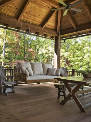 Porch with Swing | Content in a cottageIdeas, Rustic Porches, Porch ...