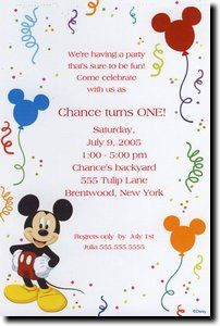 Mickey Mouse Birthday invitations! http://www.perfectpartiesbymail.com ...