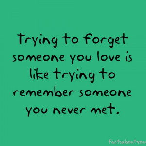 ... forget someone you love is like trying to remember someone you never