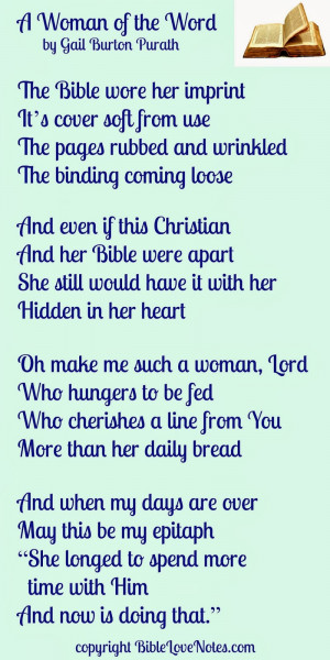 God's Word, A well-used Bible, poem A Woman of the Word