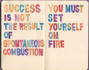 Quote. Success is not the result of spontaneous combustion. You ...