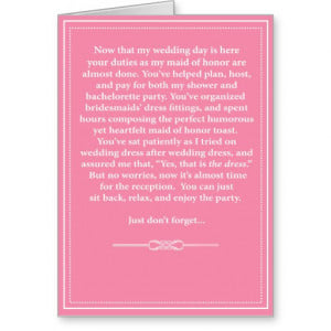 Maid of Honor Thank You Card - Funny
