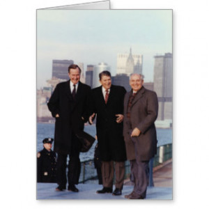 Ronald Reagan, George Bush, & Mikhail Gorbachev Greeting Card