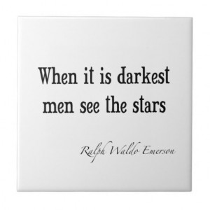 Vintage Emerson Inspirational Quote Darkest Stars Tiles
