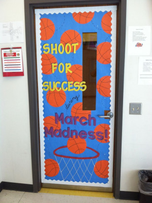 March Madness themed classroom door