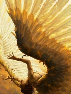 falling down more fantasy renémilot fallenangel wings fallen angel ...