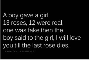 ... the boy said to the girl, I will love you till the last rose dies