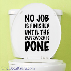 Toilet Paperwork Toilet Decal $11.99
