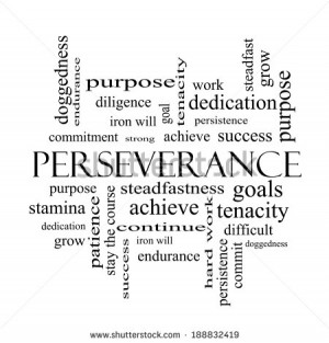 Perseverance Word Cloud Concept in black and white with great terms ...
