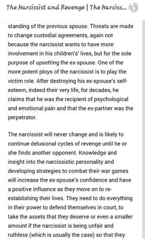 Narcissist revenge in divorce 2/3