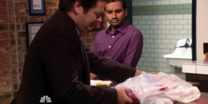 Tom Haverford looks to his Senior Advisory Board, which Ron Swanson is ...