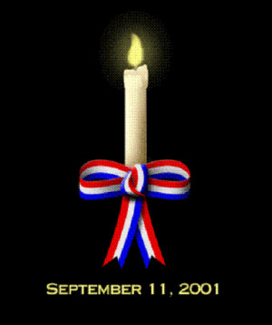 white candle photo: 911 Candle w/ red white & blue ribbon ...