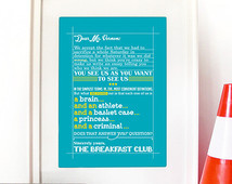 Breakfast Club Movie Poster inspira tional Movie Quote Typography Art ...