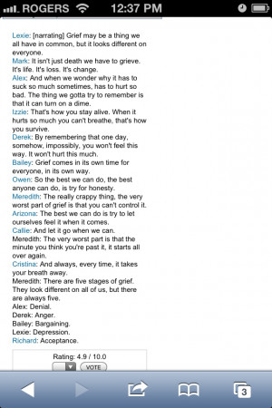 Great quote on grief from Grey's Anatomy-So true and is perfect when ...