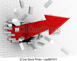 arrow breaking wall - csp8851511. 3d illustration of red big arrow ...
