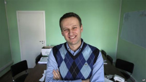 Corporate Russian lawyer Alexei Navalny poses in his office in Moscow ...