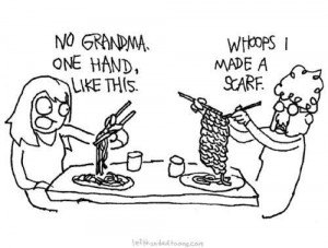 Funny cartoon – Grandma eating