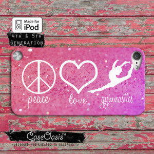 Peace Love And Gymnastics Quote Pink Sparkle Cute Dance Case iPod ...
