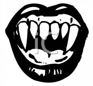 cartoon of a mouth with sharp teeth and fangs royalty free clipart